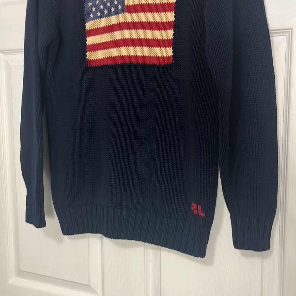 Polo by Ralph Lauren Navy Sweater with American Flag - Picture 6 of 10